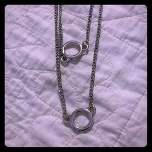 Long double strand necklace.